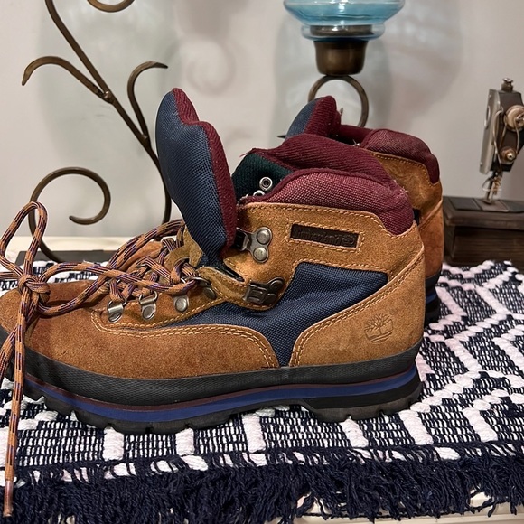 Timberland Shoes - Timberland Mid Lace Up Brown Suede Navy Trim